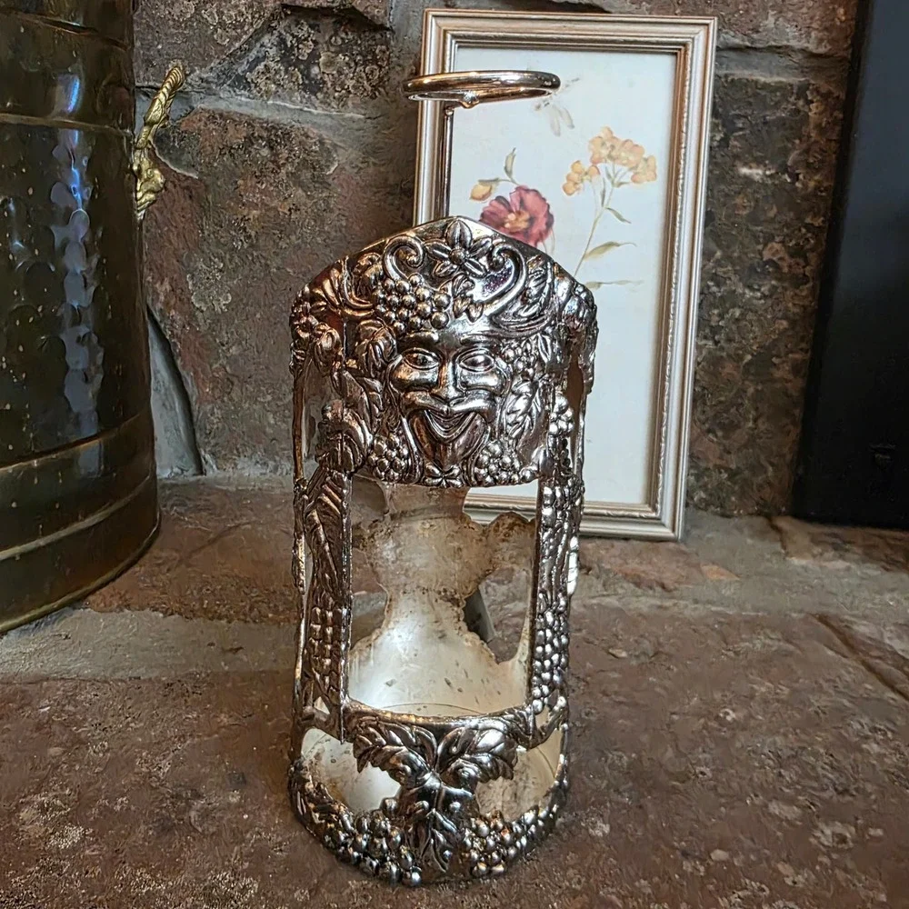 Vintage Godinger Bacchus Silver Plated Wine Bottle Holder Grapevine Decanter